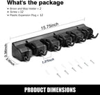 IMILLET 2 Pack Mop and Broom Holder, Wall Mounted Organizer Mop and Broom Storage Tool Rack with 5 Ball Slots and 6 Hooks (Black)