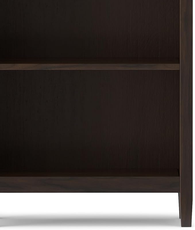 SIMPLIHOME Warm Shaker Bookcase - 72 inch Tall 5-Shelf Solid Wood Bookshelf in Tobacco Brown, Transitional Storage for Living Room, Study Room or Office with Adjustable Shelves and Tapered Legs