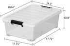 20 Quart Plastic Under Bed Storage Containers, Latching Storage Boxes with Wheels, Clear Under Bed Storage Bins, 4 Pack