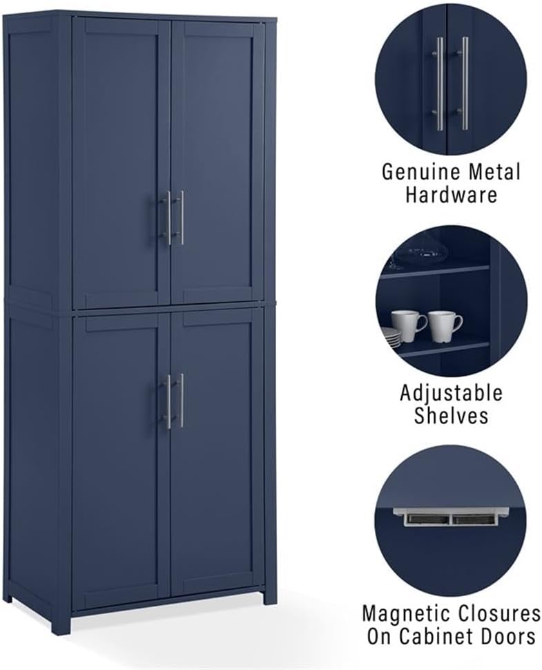 MAKLAINE Modern Traditional MDF Wood Kitchen Storage Pantry, 67" H x 28&...