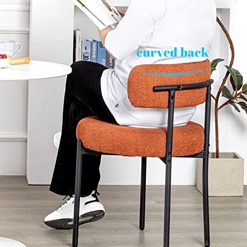 DYHOME Boucle Dining Chairs Set of 4, Upholstered Dining Room Chairs Orange