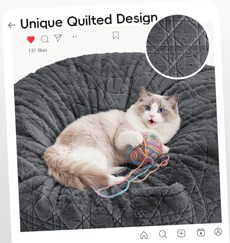 fond + found Giant Bean Bag Chair with Plush Quilted Cover, 5FT Darkgrey | Pl...