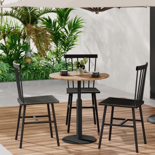 Black Windsor Dining Chairs Set of 2, Upgraded Modern Rustic Wood Chair