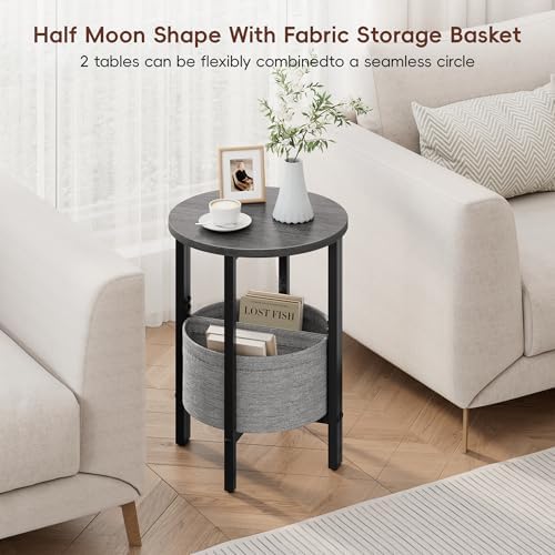Vagusicc Small Round Side Table End Table, Tall Accent Table with Storage Bas...