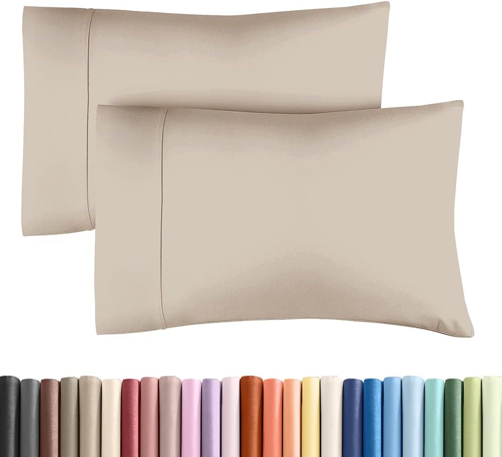 Standard Pillow Cases - 2 Pack - Super Soft Pillowcase Covers - Envelope Enclosure - Hotel Quality Pillow Protectors - Wrinkle Free, Shrink and Stain Resistant - Machine Washable - 20" x 26" (Wheat)