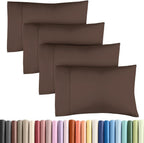 Standard Pillow Cases - 4 Pack - Super Soft Pillowcase Covers - Envelope Enclosure - Hotel Quality Pillow Protectors - Wrinkle Free, Shrink and Stain Resistant - Machine Washable - 20" x 26" (Brown)