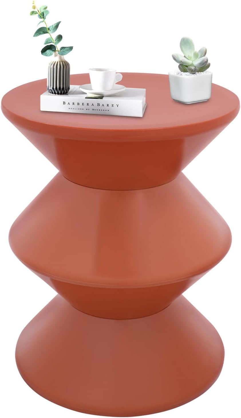 Round Side Table,Modern Hourglass Shaped Accent Stool, Minimalist Sofa Side T...