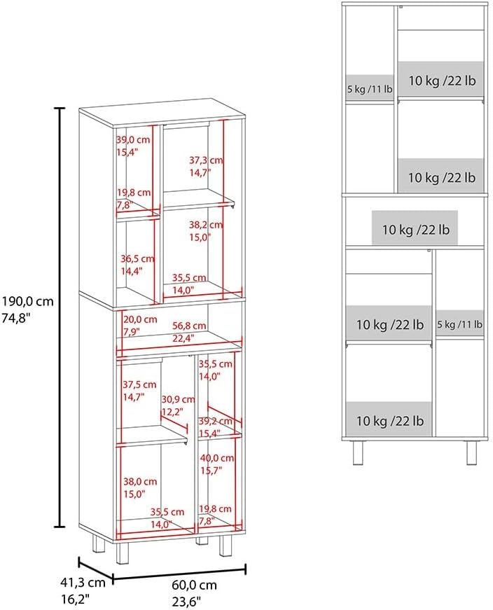 Tall Freestanding Pantry Cabinet, Storage Sideboard Locker for Living Room Ki...