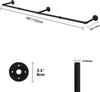 Industrial Pipe Clothes Rack, Heavy Duty 60inch Iron Garment Rack Wall Mounted, Metal Rustic Saving Space Clothes Bar Multi-Purpose Hanging Rod for Bedroom,Closet,Laundry Room and Plants hanging