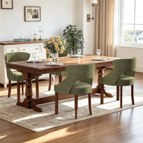 Wooden Dining Chairs Set of 4,Modern Fabric Upholstered Dining Room Chair Kit...