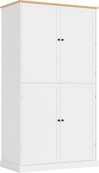 RuiSiSi Tall Kitchen Pantry with 2 Drawers and 2 Adjustable Shelves, Large Cupboard Storage Cabinet with 8 Door Storage Shelves, Pantry Organizer for Dining Room Office Living Room, White