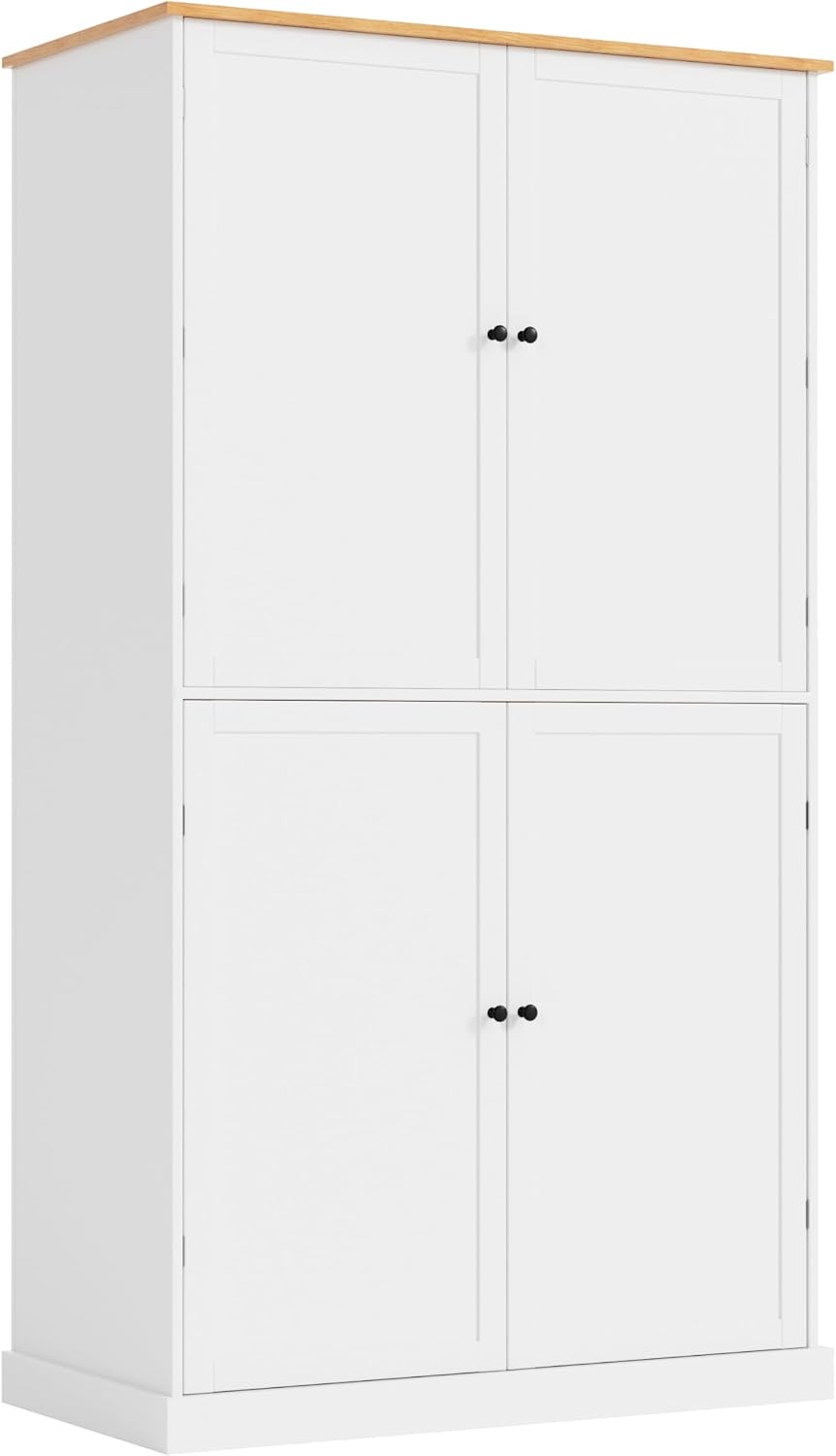 71.3" Tall Kitchen Pantry Storage Cabinet with 4 Doors, 2 Drawers, 2 Adj...