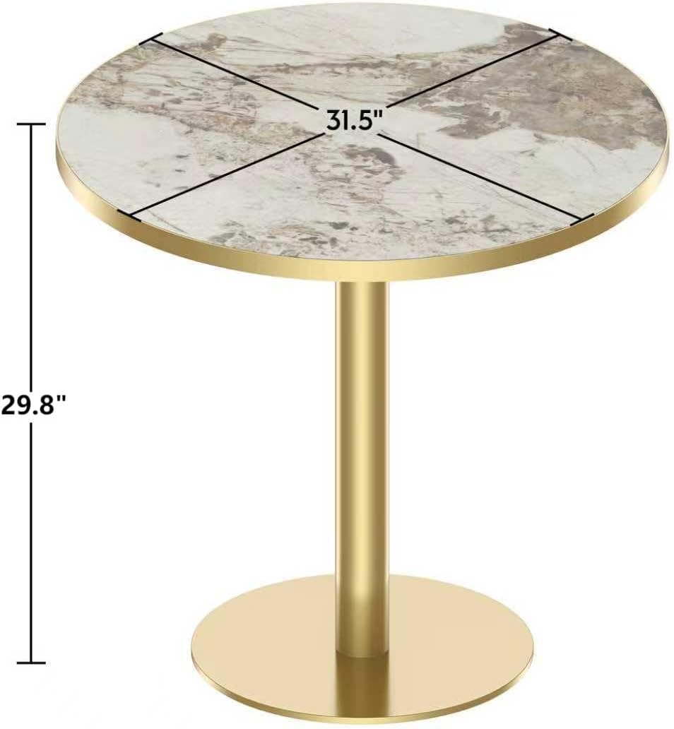 Modern Round Dining Table 31.5 inch Bistro Tulip Table with Faux Marble Top, ...