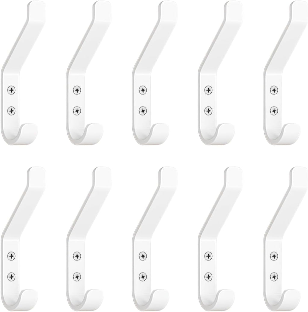 GlazieVault Coat Hooks for Wall – Door Hooks (10 Pack) - Heavy Duty Wall Mounted - Premium Design Rust Free Hooks