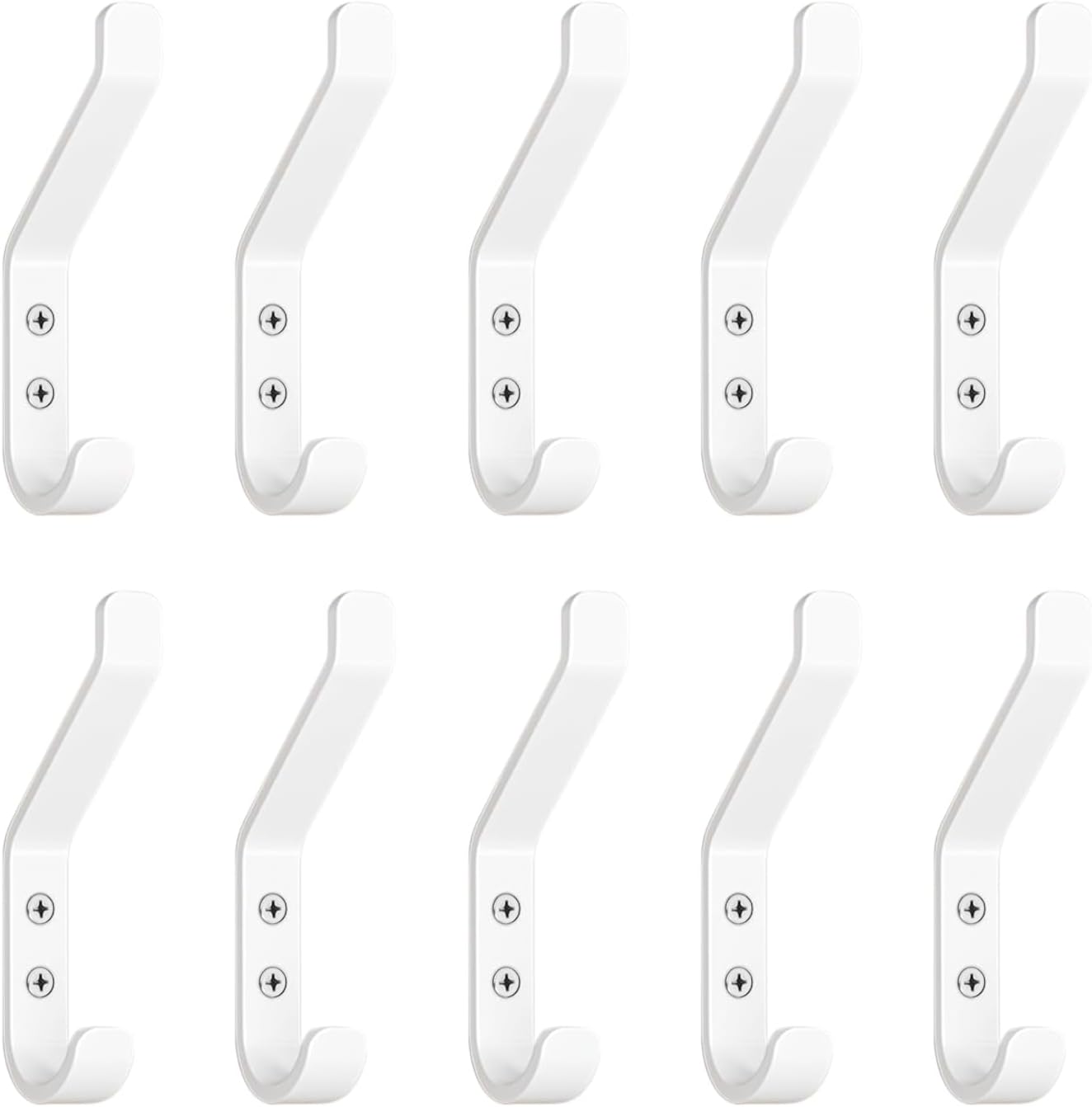 GlazieVault Coat Hooks for Wall – Door Hooks (10 Pack) - Heavy Duty Wall Mounted - Premium Design Rust Free Hooks