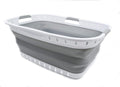 SAMMART 44L Collapsible Plastic Laundry Basket - Foldable Pop Up Storage Container/Organizer - Portable Washing Tub - Space Saving Hamper/Basket (1, White/Grey), Size: 25.4 x 17.3 x 10.2 inches