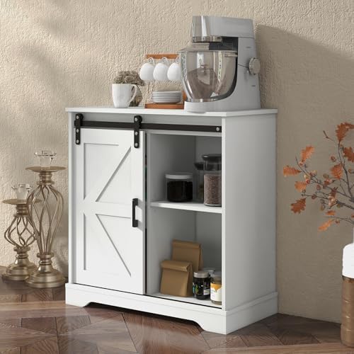 Panana Sliding Barn Door Buffet Sideboard Storage Cabinet Coffee Bar Kitchen ...
