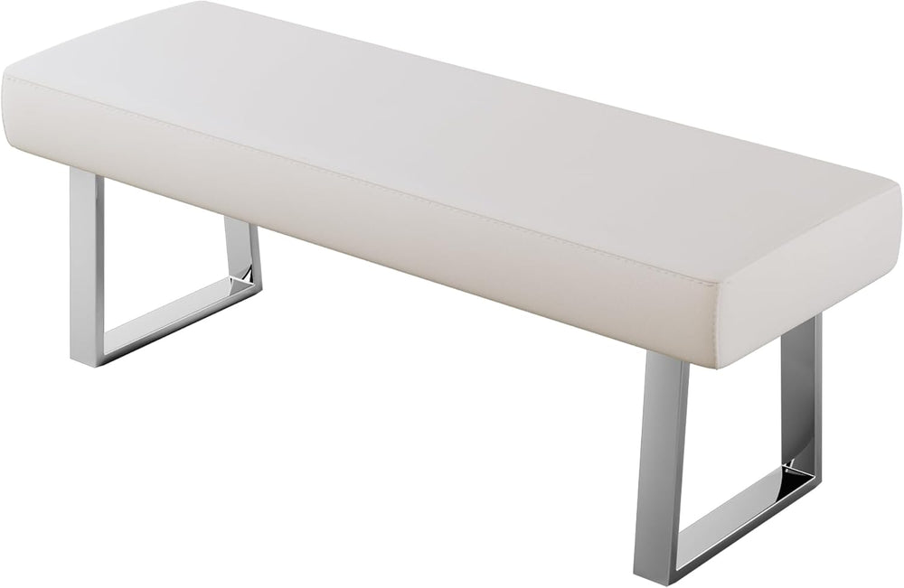JIEXI 45.3" Upholstered PU Leather Bedroom Bench Footstool with Metal Le...
