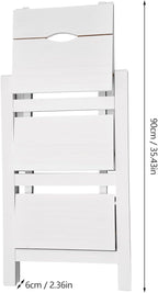 Folding Step Stool 3-Step Chair Ladder Multi-Functional Folding Solid Wood Ladder Stool Portable Wooden Step Stool for Household Kitchen and Office 220.46lbs, White