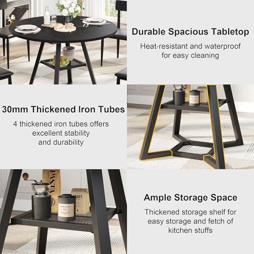 knoworld 47" Round Dining Table for 4, Kitchen Tables Dining Room Circle...