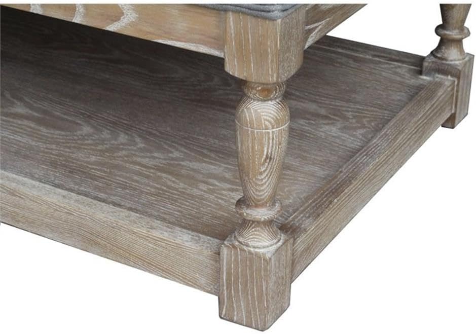 Pangea Home Athena 17" Wood Bench in Antique White & Frost Gray