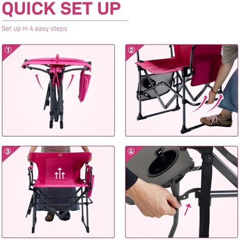 EVER ADVANCED Camping Directors' Chair with Side Table, Portable Folding ...