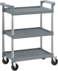 Gray Utility/Bussing Cart with Three Shelves - 32" x 16"