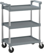 Gray Utility/Bussing Cart with Three Shelves - 32" x 16"