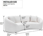 93.31” Modern Curved Sofa,Chenille & Velvet Fabric 3-Seater Couch with Solid Wood Frame,Luxury Cloud Sofa with 2 Throw Pillows,Minimalist Sofas for Living Room,Bedroom,No Assembly Required,White