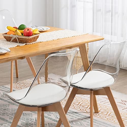 ANOUR Dining Chairs Set of 4, Modern Kitchen Clear Acrylic Accent Dinner Chai...