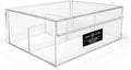 Isaac Jacobs 3-Compartment Clear Acrylic Organizer with Lid (6.7" L x 8.6" W x 3.4" H), Multi-Sectional Tray, Storage Solution for Makeup, School & Office Supplies (1 Large, 2 Medium)