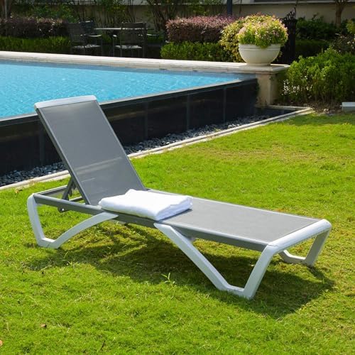 Domi Outdoor Lounge Chairs Set of 4, Aluminum Chaise Lounge Chairs for Outsid...