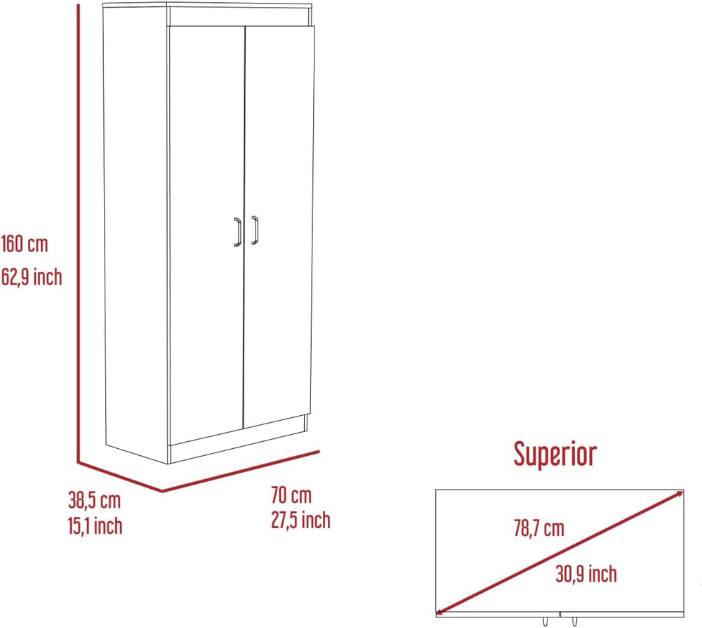 Spacious White Pantry Cabinet: 5 Shelves, 3 Door Shelves