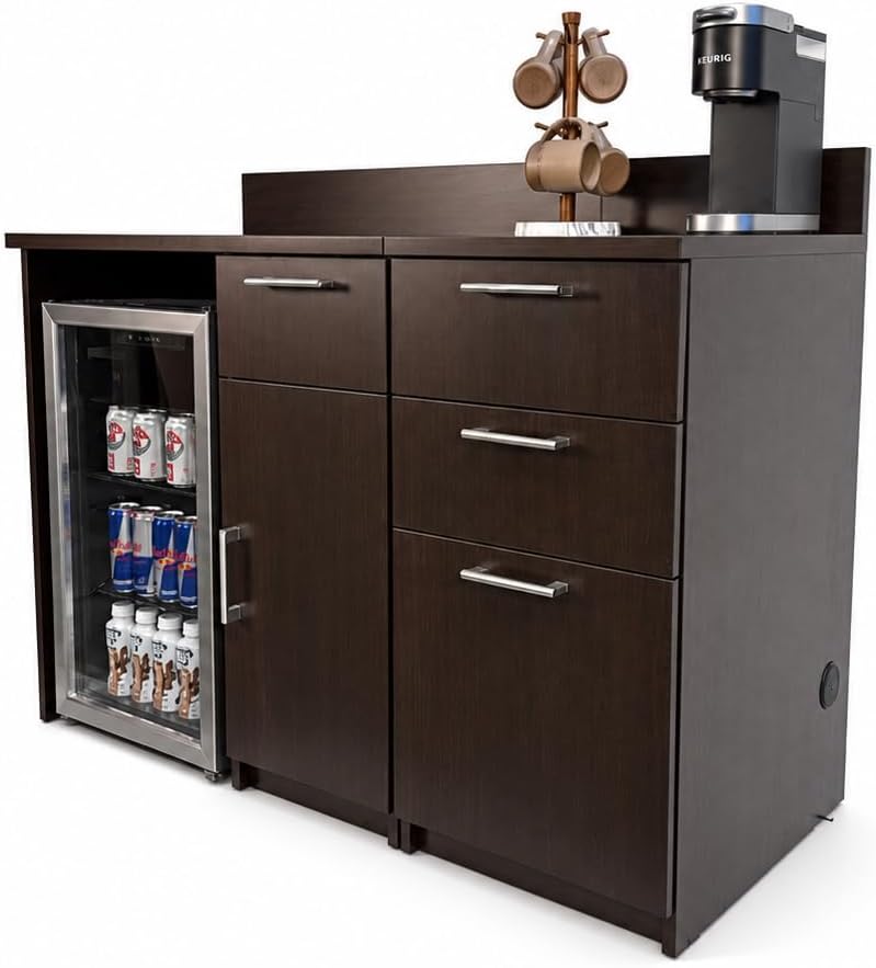 BREAKtime Mini Fridge and Drawer Storage Cabinet for Office Breakroom, Commer...