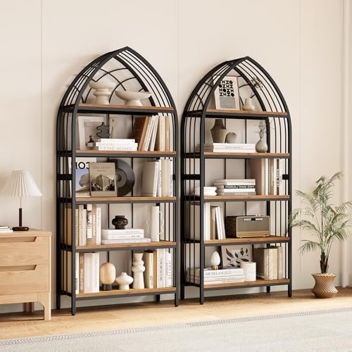 LITTLE TREE 74.8" Tall Bookshelf, 5-Tier Heavy Duty Bookcase, Large Load...