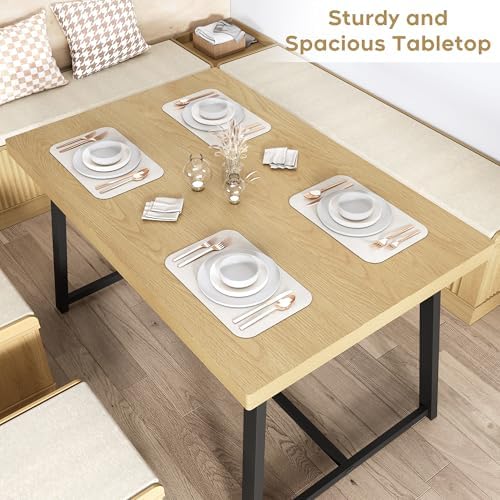 Brafab 63" Corner Dining Table Set with Hidden Storage, Natural