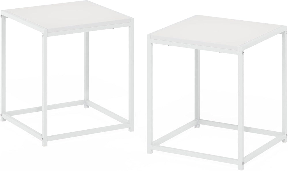 Furinno CAMNUS Side Table Set of 2, Metal Frame End Table, Night Stand, Bedsi...