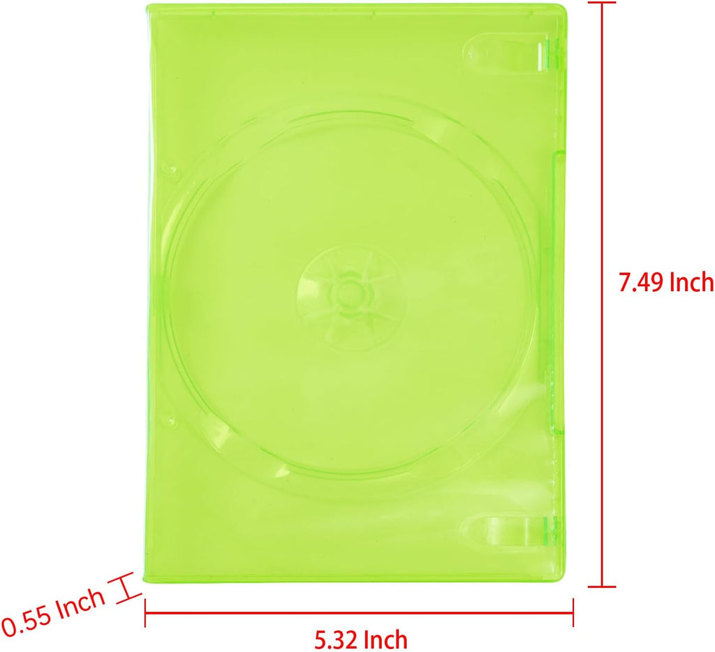 Maxtek 14mm Transparent Green Standard Single Capacity DVD Case with Outter Clear Sleeve Compatible for Xbox Game Discs, 100 Pieces Pack