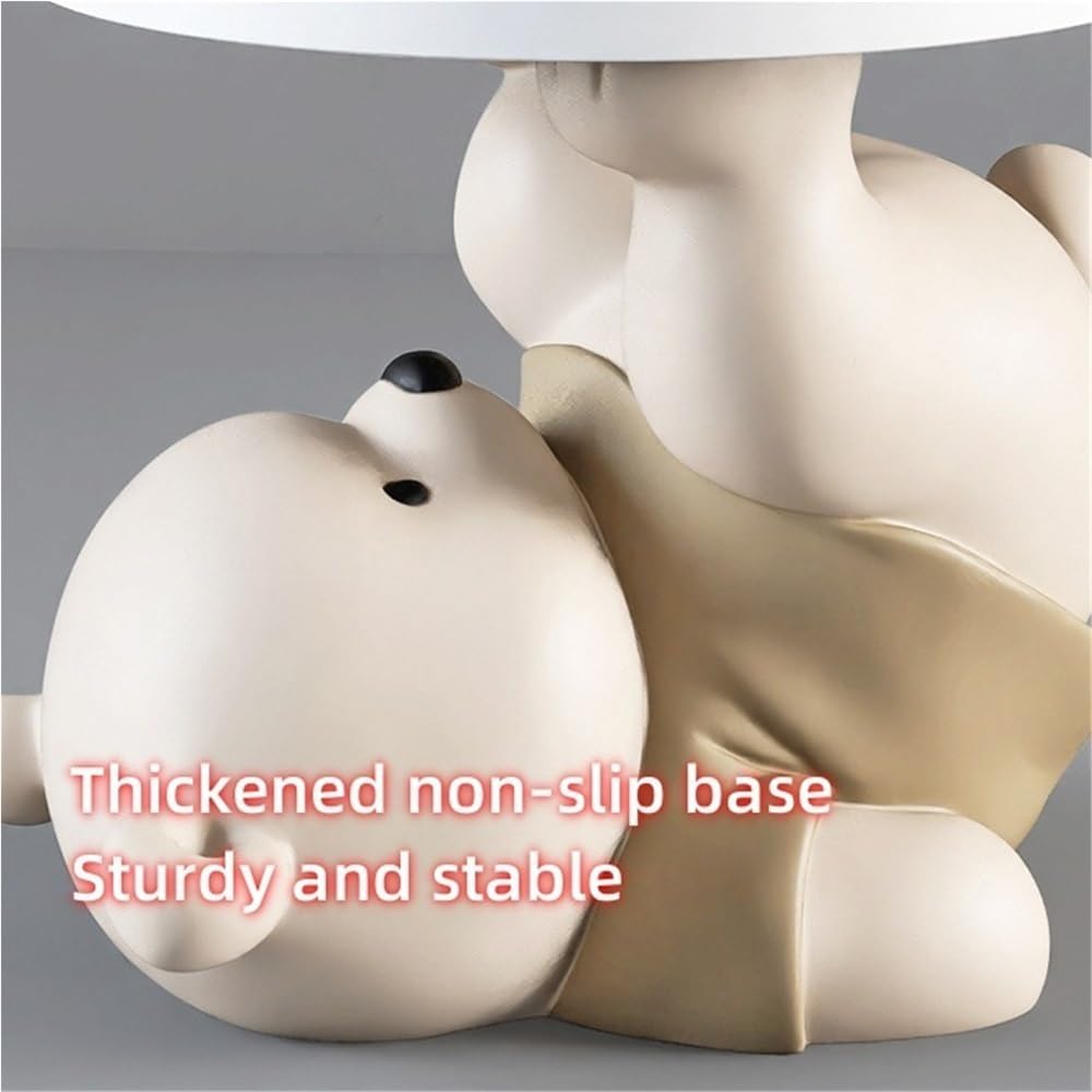 Bear Statue Side Table, Modern Sofa Table, Resin Sculpture Bedside Table, Hom...
