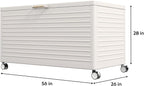 MIRADOR 175 Gallon Outdoor Storage Box Waterproof with Wheels, Metal Deck Box for Patio Furniture, Garden Tools, Outdoor Cushion, Latte