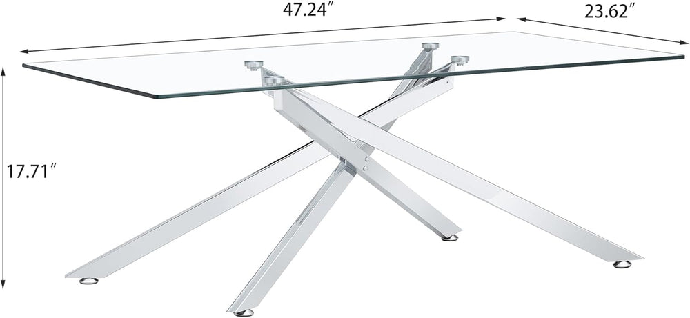IANIYA Coffee Table Set of 3, Glass Living Room Table Set, 47.2'' Sil...
