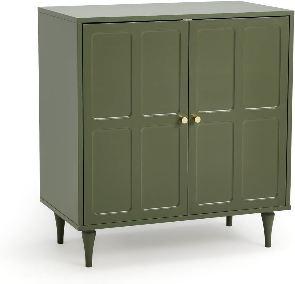 Forest Green Storage Cabinet with 2 Doors and Adjustable Shelf