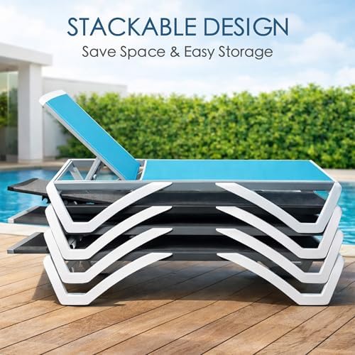 Kozyard Outdoor Chaise Lounge Chair, Full Flat Adjustable Patio Lounger with ...