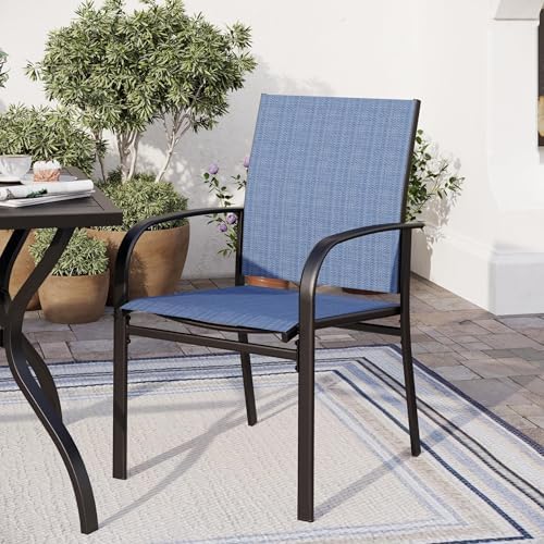 SUNSHINE VALLEY 5pc Patio Dining Set, 42" Round Table & 4 Blue Chairs