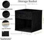 DECOMOMO Storage Bins, Cube Storage Bin with Window | 11" Cube, 6 Pack, Fabric Storage Cubes for Shelves (Black)