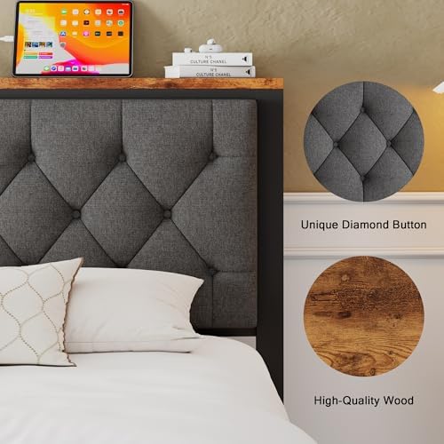Einhomn Queen Bed Frame with 2 Storage Drawers, Metal Platform Bed with Charg...