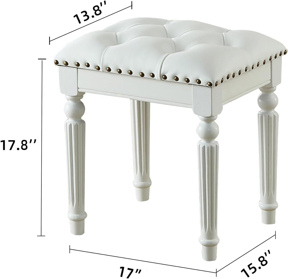 Vanity Bench Stool with Microfiber Leather Cushion, Vanity Chair Ottoman Dres...