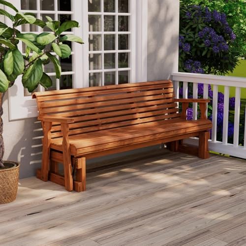 Amish Heavy Duty 800 Lb Roll Back Pressure Treated Porch Glider (4 Foot, Ceda...