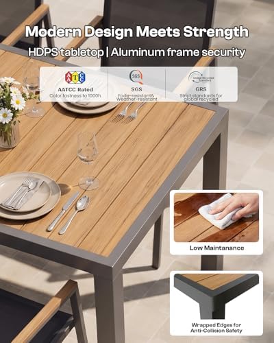 Outdoor Dining Set, 7 Piece Aluminum Patio Table and Chairs Set, All Weather ...