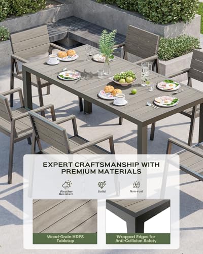 Vexwalx Outdoor Dining Set, Aluminum Dining Table Set for 6, Patio Table and ...